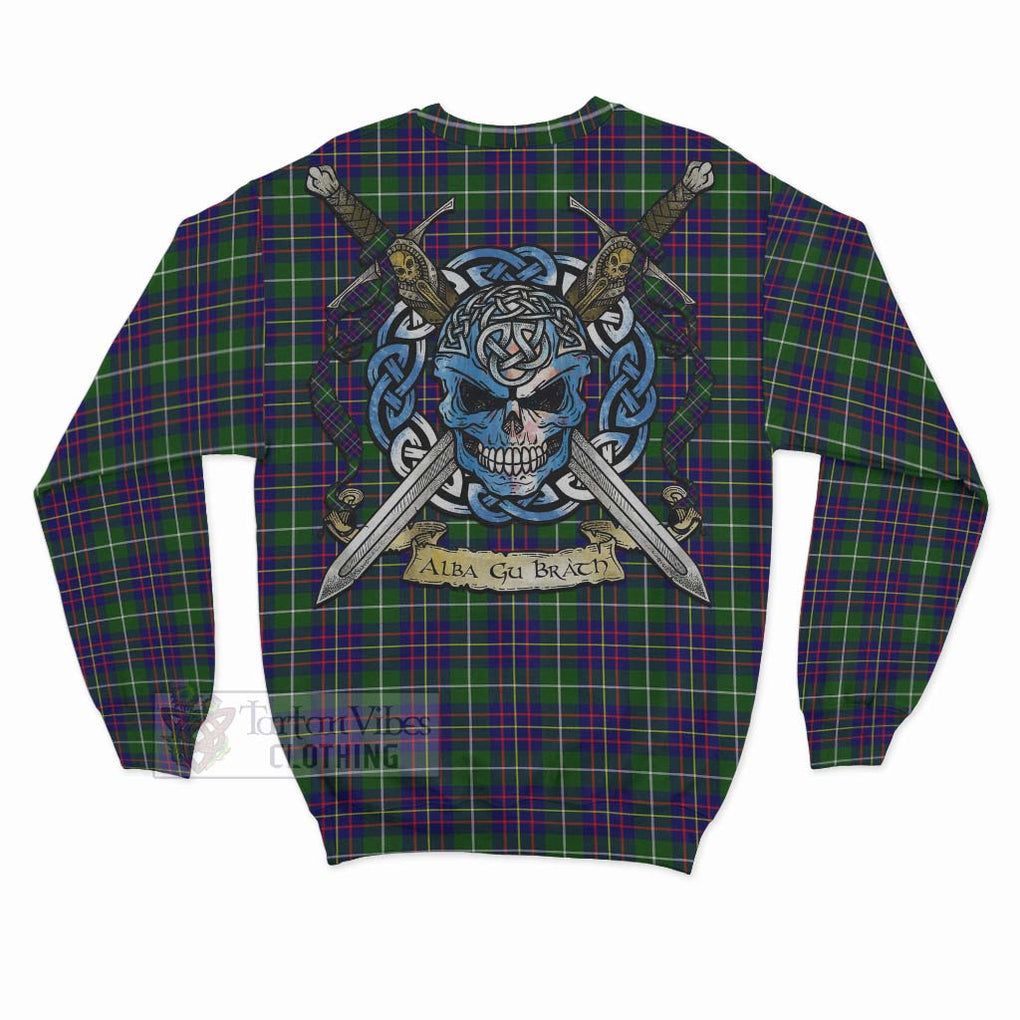 Inglis Tartan Sweatshirt with Family Crest Celtic Skull Style - Tartan Vibes Clothing