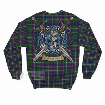 Inglis Tartan Sweatshirt with Family Crest Celtic Skull Style - Tartan Vibes Clothing