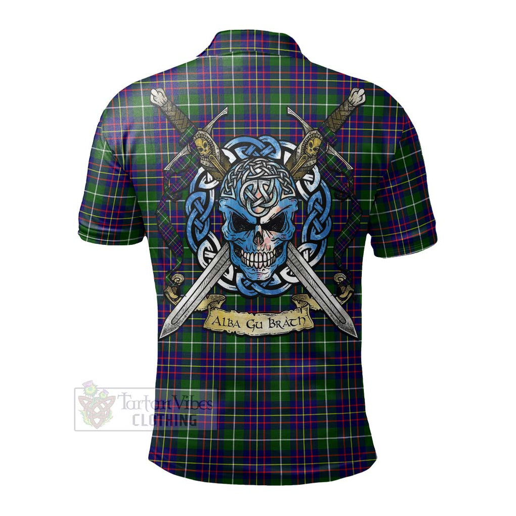 Inglis Tartan Polo Shirt with Family Crest Celtic Skull Style - Tartan Vibes Clothing