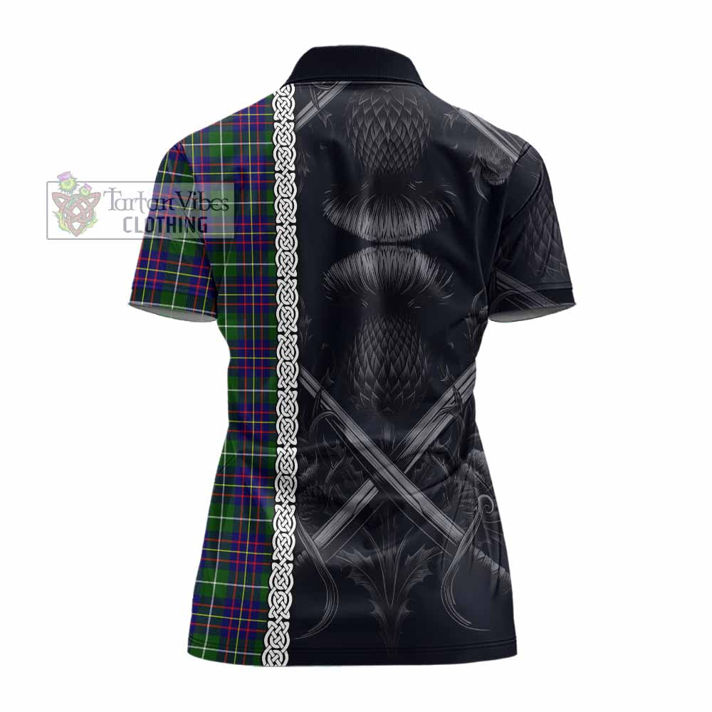 Inglis Tartan Women's Polo Shirt with Family Crest Cross Sword Thistle Celtic Vibes - Tartan Vibes Clothing