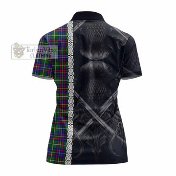 Inglis Tartan Women's Polo Shirt with Family Crest Cross Sword Thistle Celtic Vibes - Tartan Vibes Clothing