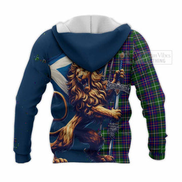 Inglis Tartan Family Crest Knitted Hoodie with Scottish Majestic Lion - Tartan Vibes Clothing