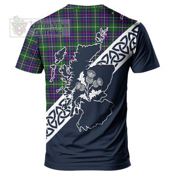 Inglis Tartan T-Shirt Featuring Thistle and Scotland Map