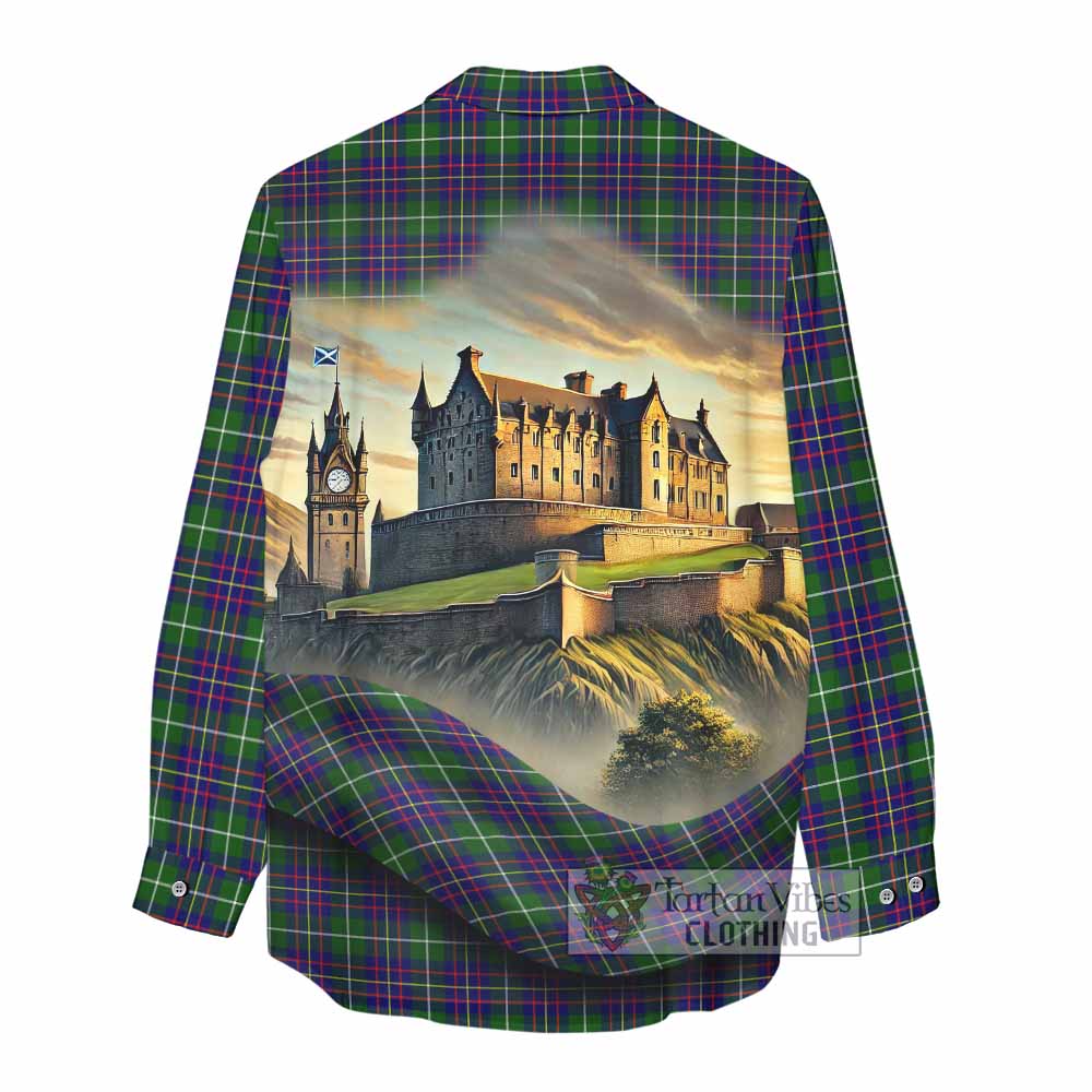 Inglis Tartan Family Crest Women's Casual Shirt with Scottish Ancient Castle Style - Tartan Vibes Clothing