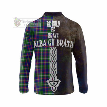 Inglis Tartan Family Crest Long Sleeve Polo Shirt Alba Gu Brath Be Brave Lion Ancient Style - Tartan Vibes Clothing