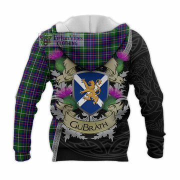 Inglis Tartan Family Crest Knitted Hoodie Lion Rampant Royal Thistle Shield Celtic Inspired - Tartan Vibes Clothing