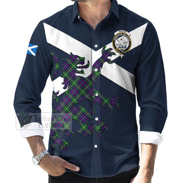 Inglis Tartan Lion Rampant Long Sleeve Button Shirt Proudly Display Your Heritage with Alba Gu Brath and Clan Name Men's Shirt - Tartan Vibes Clothing