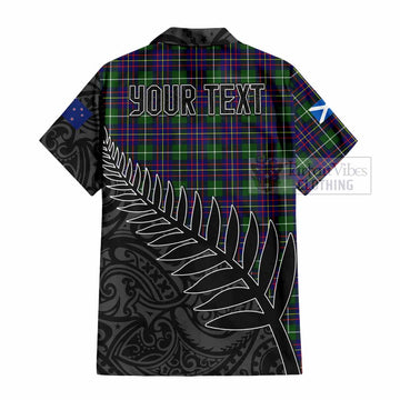 Tartan Vibes Clothing Inglis Crest Tartan Short Sleeve Button Shirt with New Zealand Silver Fern Half Style
