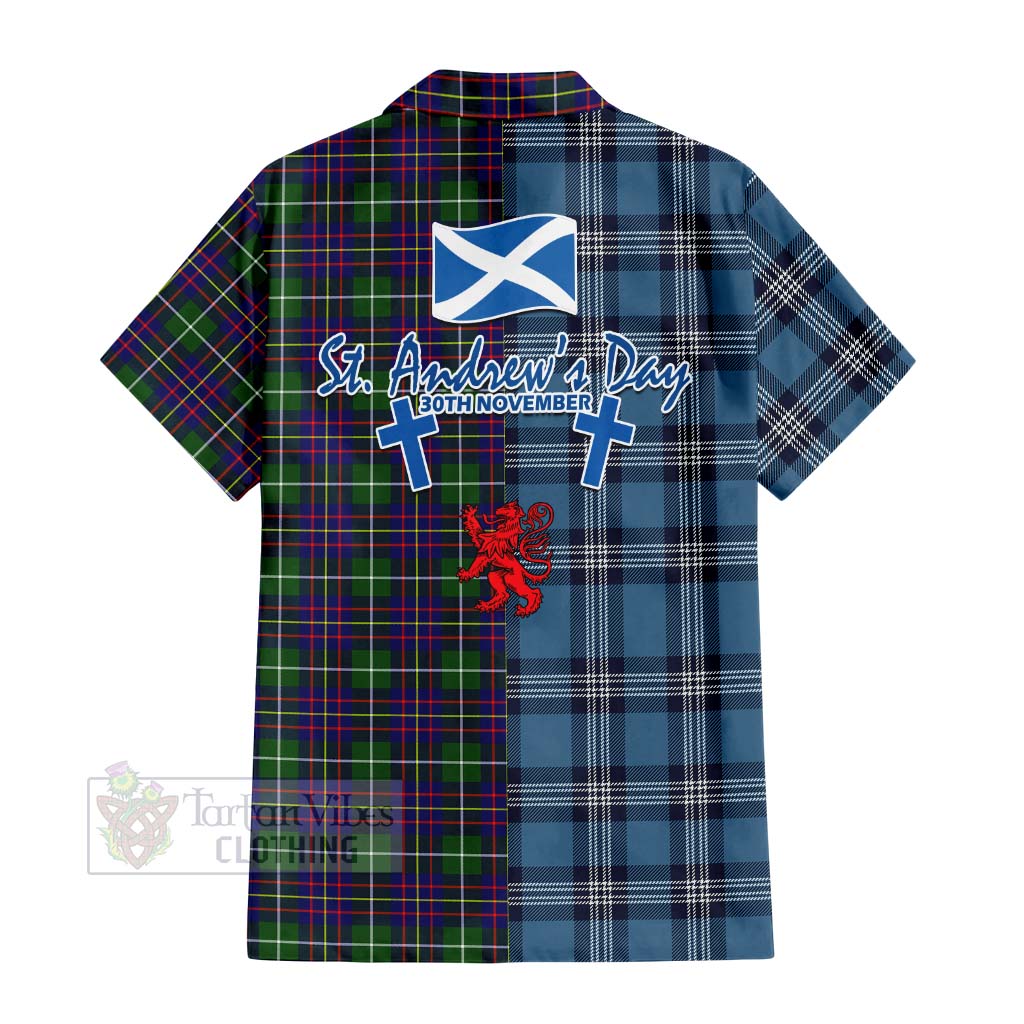Inglis Tartan Hawaiian Shirt Happy St. Andrew's Day Half Tartan Style - Tartan Vibes Clothing