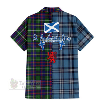 Inglis Tartan Hawaiian Shirt Happy St. Andrew's Day Half Tartan Style - Tartan Vibes Clothing