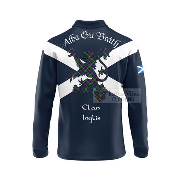 Inglis Tartan Lion Rampant Long Sleeve Polo Shirt Proudly Display Your Heritage with Alba Gu Brath and Clan Name - Tartan Vibes Clothing