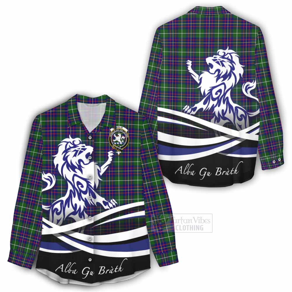 Inglis Tartan Women's Casual Shirt with Alba Gu Brath Regal Lion Emblem - Tartan Vibes Clothing