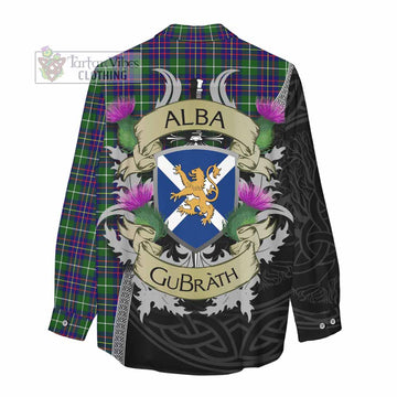 Inglis Tartan Family Crest Women's Casual Shirt Lion Rampant Royal Thistle Shield Celtic Inspired - Tartan Vibes Clothing
