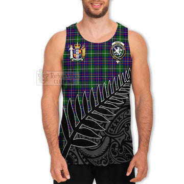 Tartan Vibes Clothing Inglis Crest Tartan Men's Tank Top with New Zealand Silver Fern Half Style