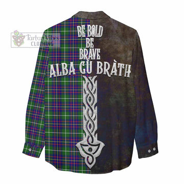 Inglis Tartan Family Crest Women's Casual Shirt Alba Gu Brath Be Brave Lion Ancient Style - Tartan Vibes Clothing