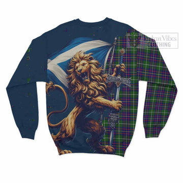 Inglis Tartan Family Crest Sweatshirt with Scottish Majestic Lion - Tartan Vibes Clothing
