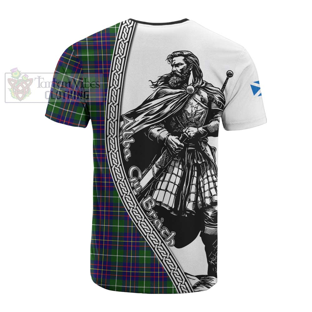 Inglis Tartan Clan Crest Cotton T-shirt with Highlander Warrior Celtic Style - Tartan Vibes Clothing