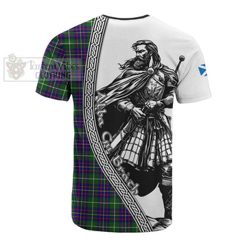 Inglis Tartan Clan Crest Cotton T-shirt with Highlander Warrior Celtic Style