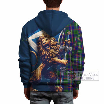 Inglis Tartan Family Crest Hoodie with Scottish Majestic Lion - Tartan Vibes Clothing