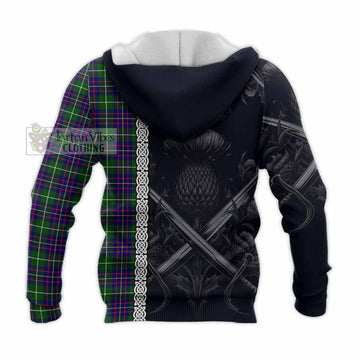 Inglis Tartan Knitted Hoodie with Family Crest Cross Sword Thistle Celtic Vibes - Tartan Vibes Clothing