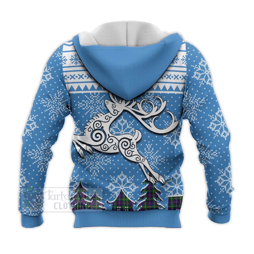 Inglis Clan Christmas Knitted Hoodie Celtic Reindeer Style - Tartan Vibes Clothing