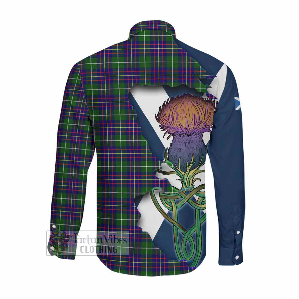 Inglis Tartan Family Crest Long Sleeve Button Shirt Scottish Thistle Celtic Inspired Men's Shirt - Tartan Vibes Clothing