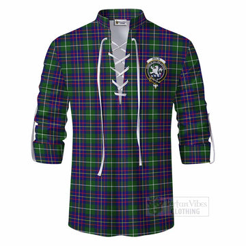 Inglis Tartan Ghillie Kilt Shirt with Family Crest DNA In Me Style - Tartan Vibes Clothing