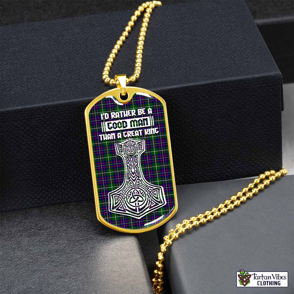 Inglis Tartan Dog Tag Necklace Viking Mjolnir Style Gold No - Tartan Vibes Clothing