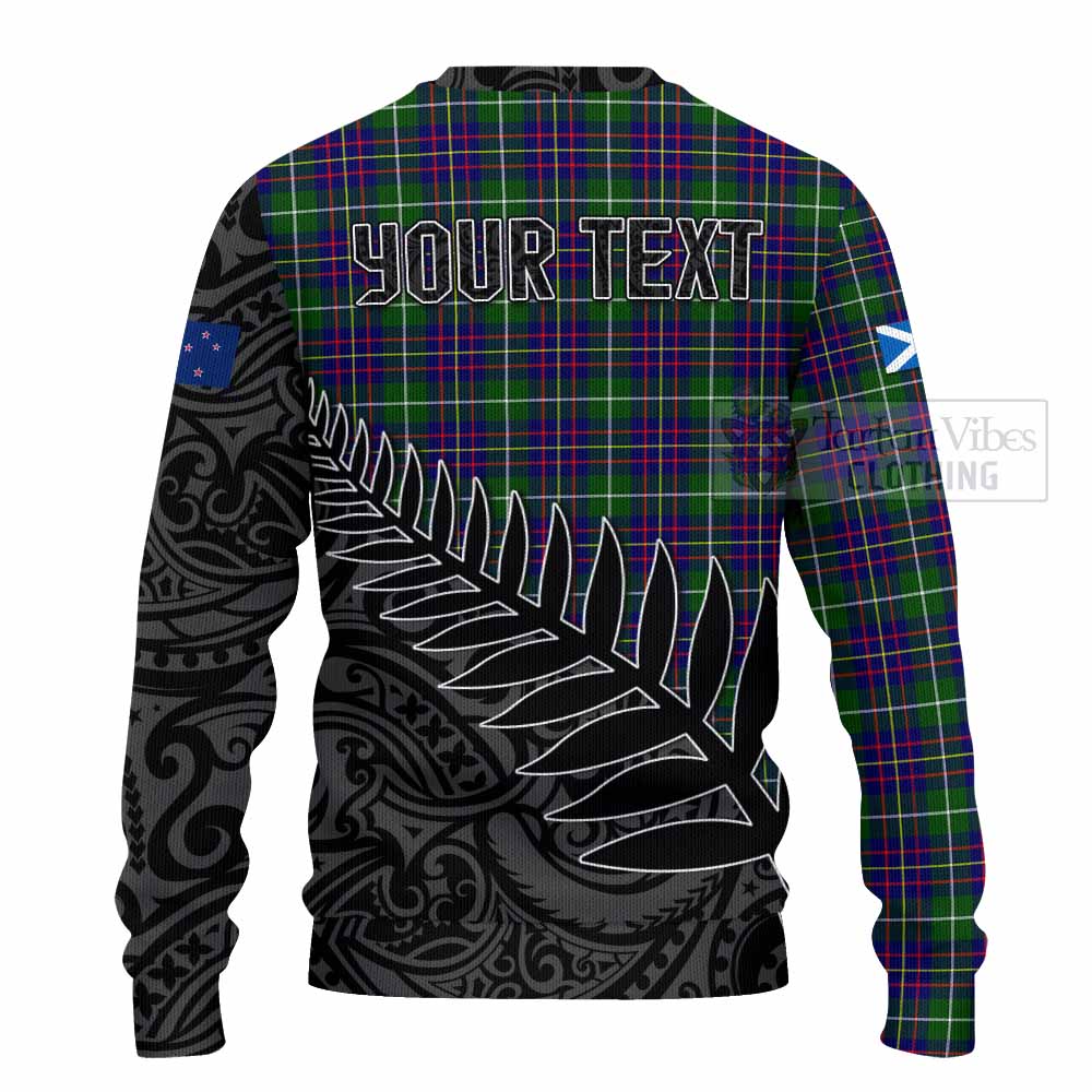 Tartan Vibes Clothing Inglis Crest Tartan Knitted Sweater with New Zealand Silver Fern Half Style