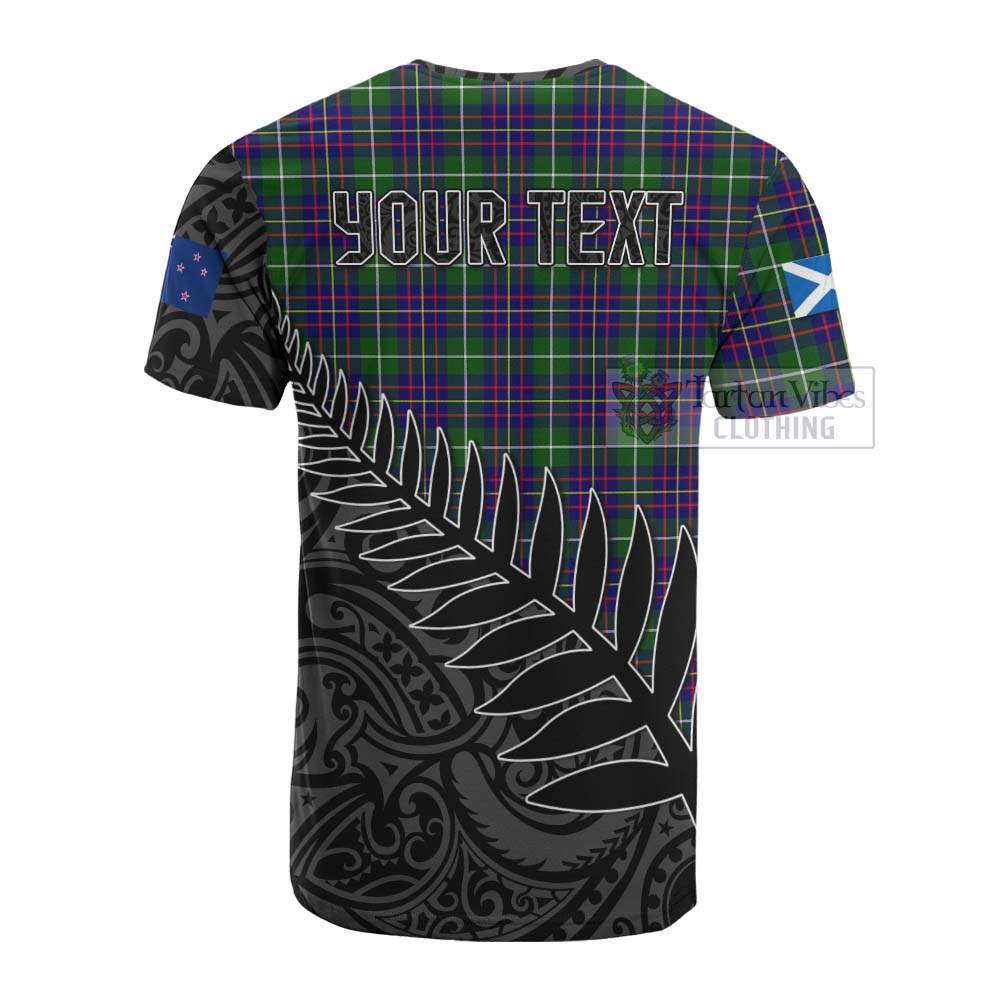 Tartan Vibes Clothing Inglis Crest Tartan Cotton T-shirt with New Zealand Silver Fern Half Style