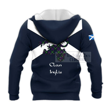 Inglis Tartan Lion Rampant Knitted Hoodie Proudly Display Your Heritage with Alba Gu Brath and Clan Name - Tartan Vibes Clothing