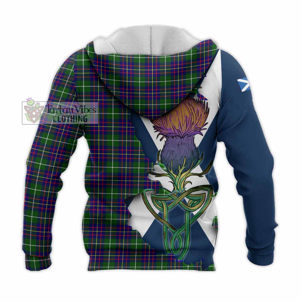 Inglis Tartan Family Crest Knitted Hoodie Scottish Thistle Celtic Inspired - Tartan Vibes Clothing