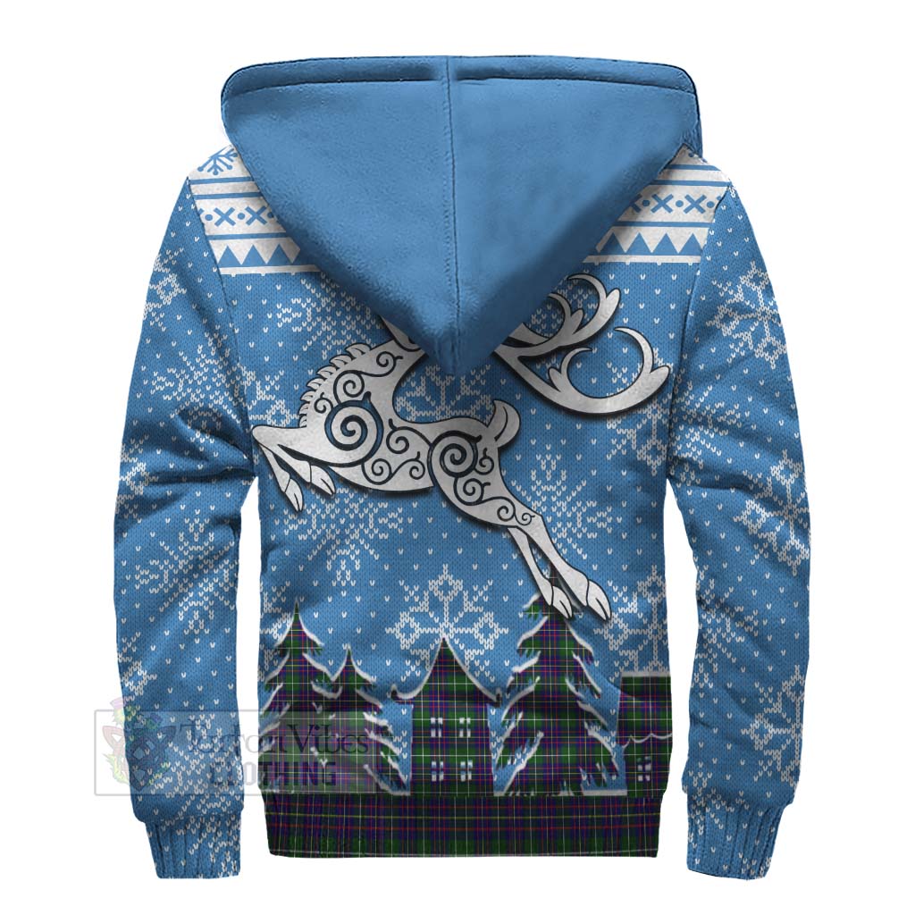 Inglis Clan Christmas Sherpa Hoodie Celtic Reindeer Style - Tartan Vibes Clothing