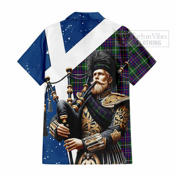 Inglis Tartan Hawaiian Shirt with Family Crest Scottish Bagpiper Vibes - Tartan Vibes Clothing
