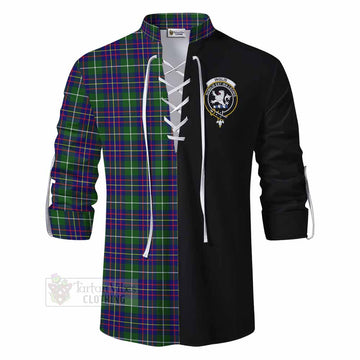 Inglis Tartan Ghillie Kilt Shirt with Family Crest and Half Of Me Style - Tartan Vibes Clothing