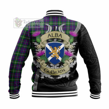 Inglis Tartan Family Crest Baseball Jacket Lion Rampant Royal Thistle Shield Celtic Inspired - Tartan Vibes Clothing