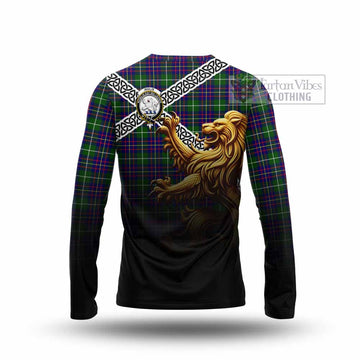 Inglis Crest Tartan Long Sleeve T-Shirt with Golden Lion Emblem Celtic Style - Tartan Vibes Clothing
