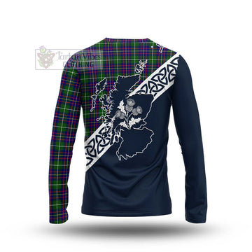 Inglis Tartan Long Sleeve T-Shirt Featuring Thistle and Scotland Map - Tartan Vibes Clothing