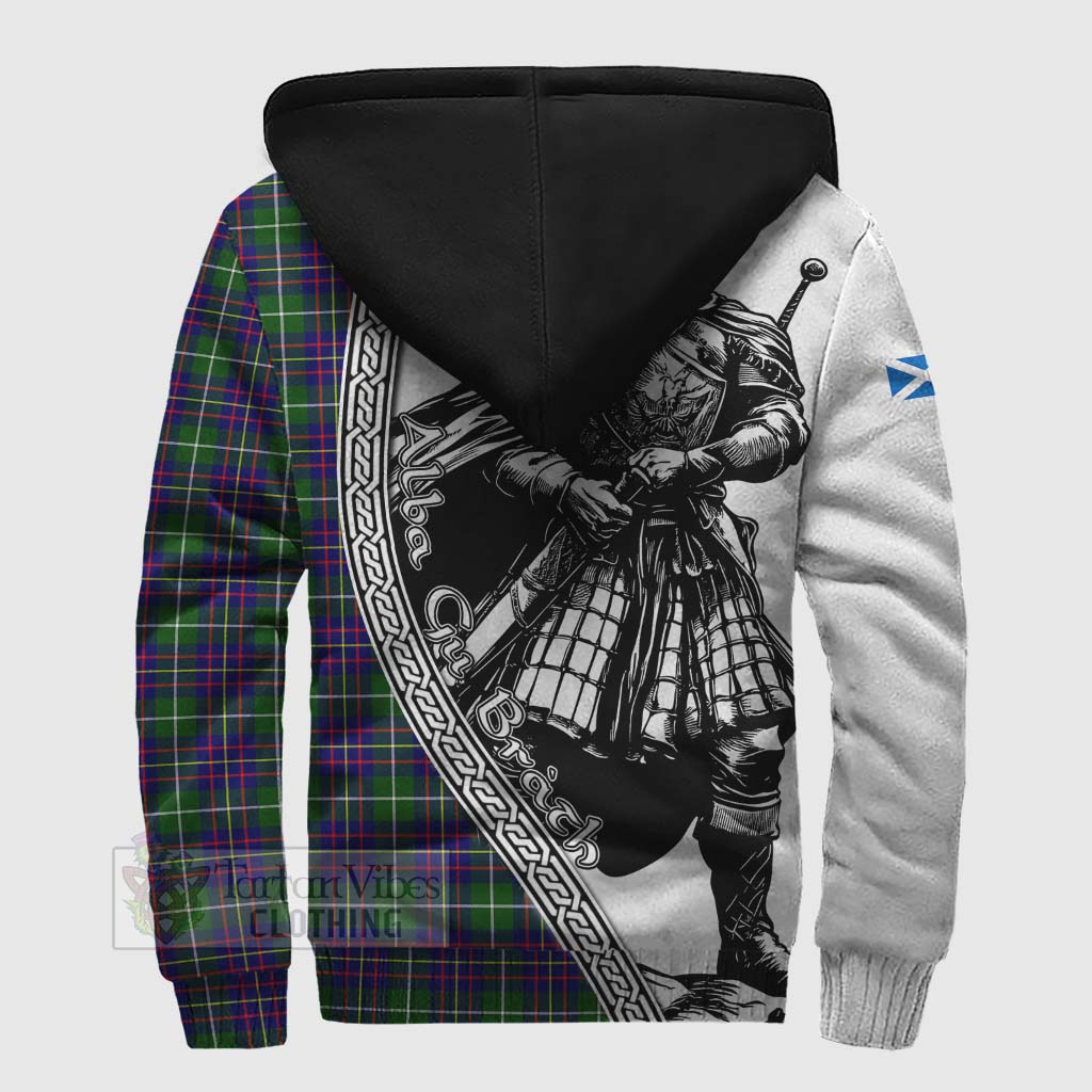 Inglis Tartan Clan Crest Sherpa Hoodie with Highlander Warrior Celtic Style - Tartan Vibes Clothing