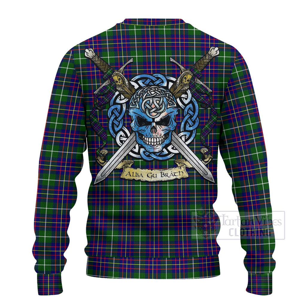 Inglis Tartan Ugly Sweater with Family Crest Celtic Skull Style - Tartan Vibes Clothing