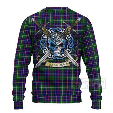 Inglis Tartan Ugly Sweater with Family Crest Celtic Skull Style - Tartan Vibes Clothing