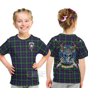 Inglis Tartan Kid T-Shirt with Family Crest Celtic Skull Style - Tartan Vibes Clothing