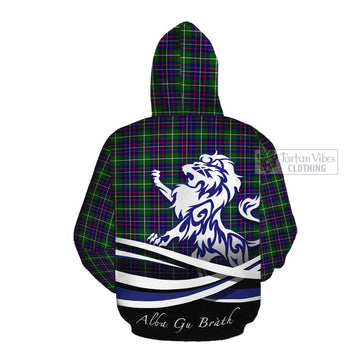 Inglis Tartan Cotton Hoodie with Alba Gu Brath Regal Lion Emblem Pullover Hoodie - Tartan Vibes Clothing