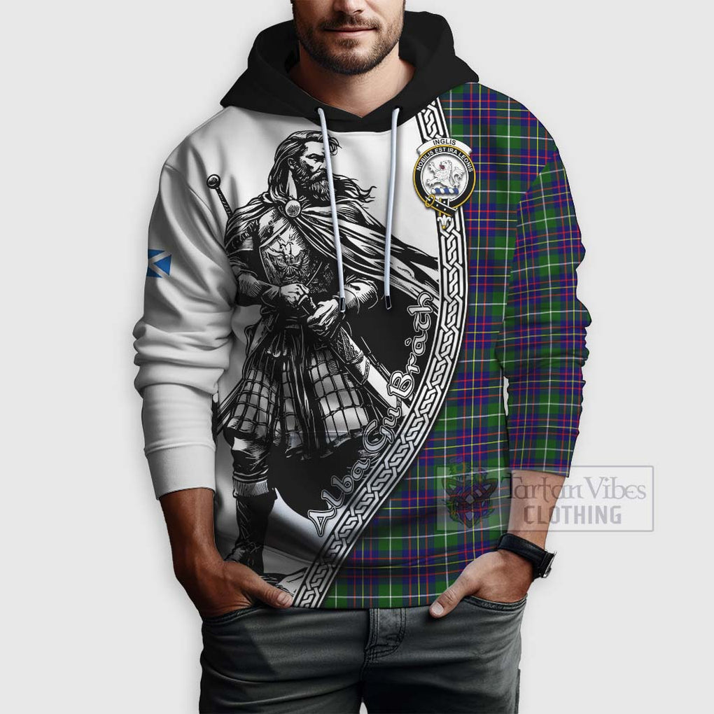 Inglis Tartan Clan Crest Hoodie with Highlander Warrior Celtic Style - Tartan Vibes Clothing