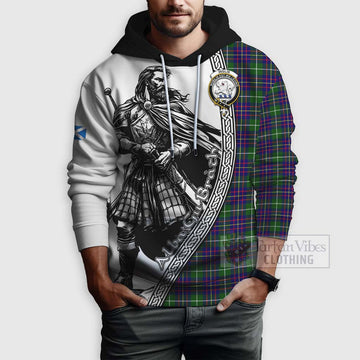 Inglis Tartan Clan Crest Hoodie with Highlander Warrior Celtic Style - Tartan Vibes Clothing