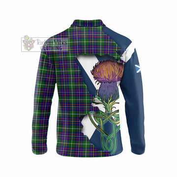 Inglis Tartan Family Crest Long Sleeve Polo Shirt Scottish Thistle Celtic Inspired - Tartan Vibes Clothing