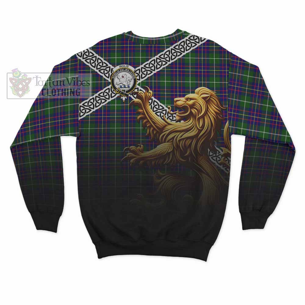 Inglis Crest Tartan Sweatshirt with Golden Lion Emblem Celtic Style - Tartan Vibes Clothing