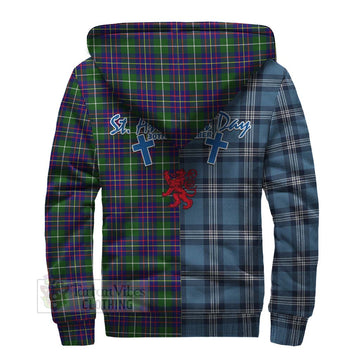 Inglis Tartan Sherpa Hoodie Happy St. Andrew's Day Half Tartan Style - Tartan Vibes Clothing