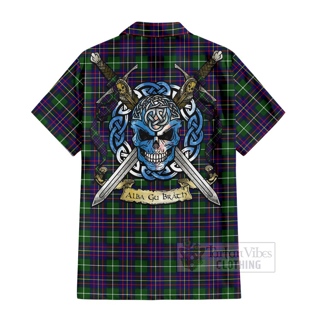 Inglis Tartan Hawaiian Shirt with Family Crest Celtic Skull Style - Tartan Vibes Clothing