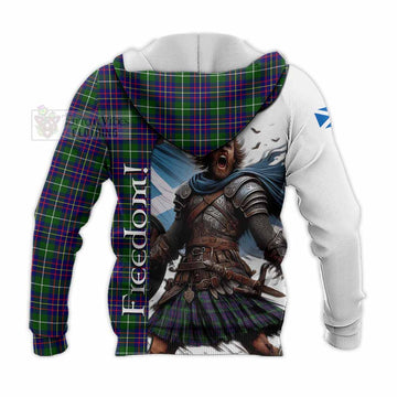Inglis Crest Tartan Knitted Hoodie Inspired by the Freedom of Scottish Warrior - Tartan Vibes Clothing
